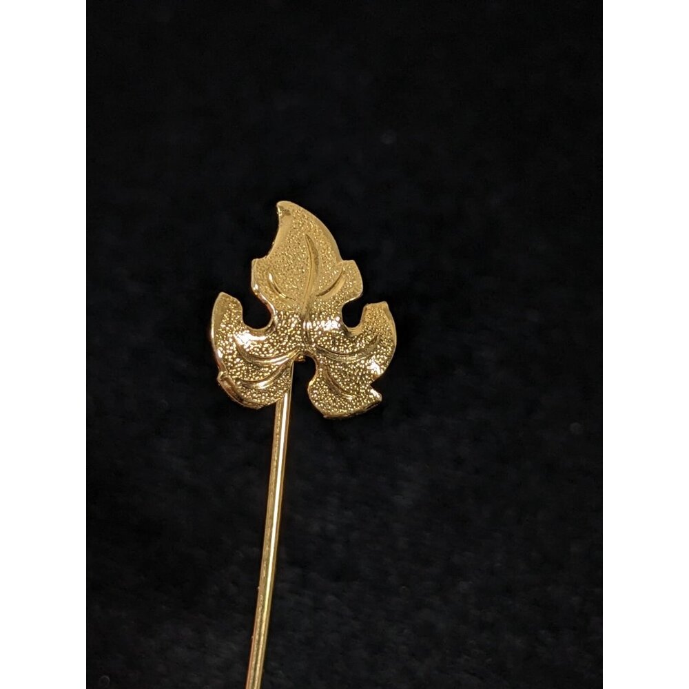 Vintage Gold Tone Curved Leaf Short Stick Pin 2 inch Textured - Picture 4 of 11